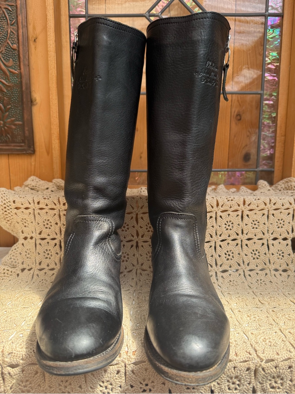 Blackstone Black Leather Tall Riding Boots Goodyear Welted Size 38 / US 7.5 - 8 - Picture 3 of 16